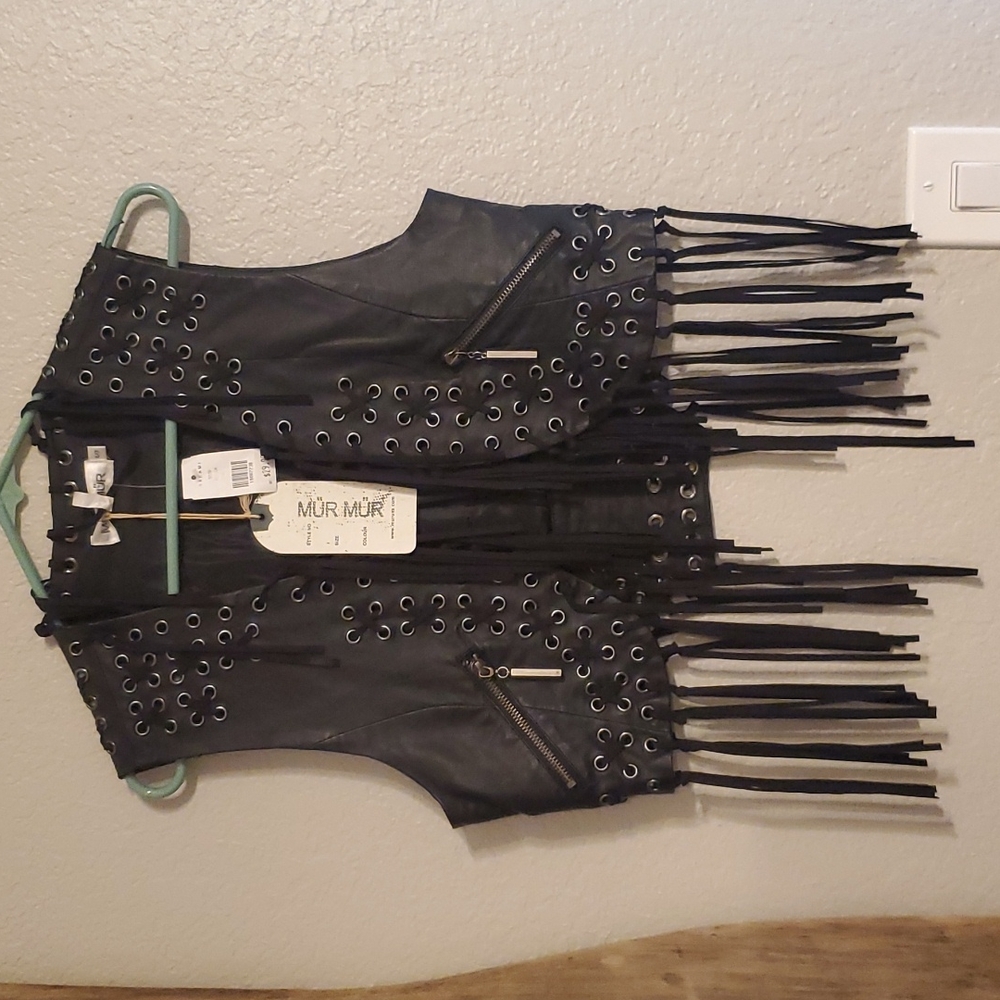 Black biker vest